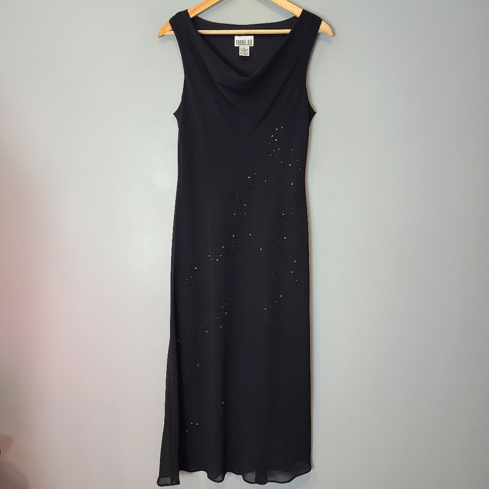 Vintage Y2K‎ Robbie Bee Fairy Beaded Maxi Dress Size 10 Black Whimsigoth Hoco